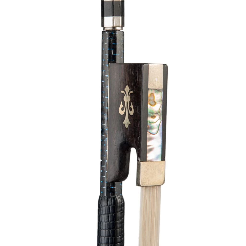 Лук для скрипки Master 4/4 синий и серебристый Плетеный бант из углеродного волокна