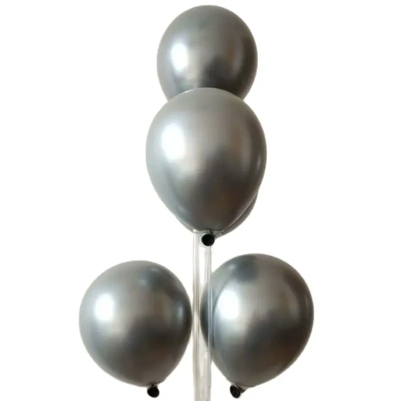 

50pcs10 Inch Double Layer Latex Silver Balloons Wedding House Decoration Kid Birthday Party Helium Ballon Celebration Supplies