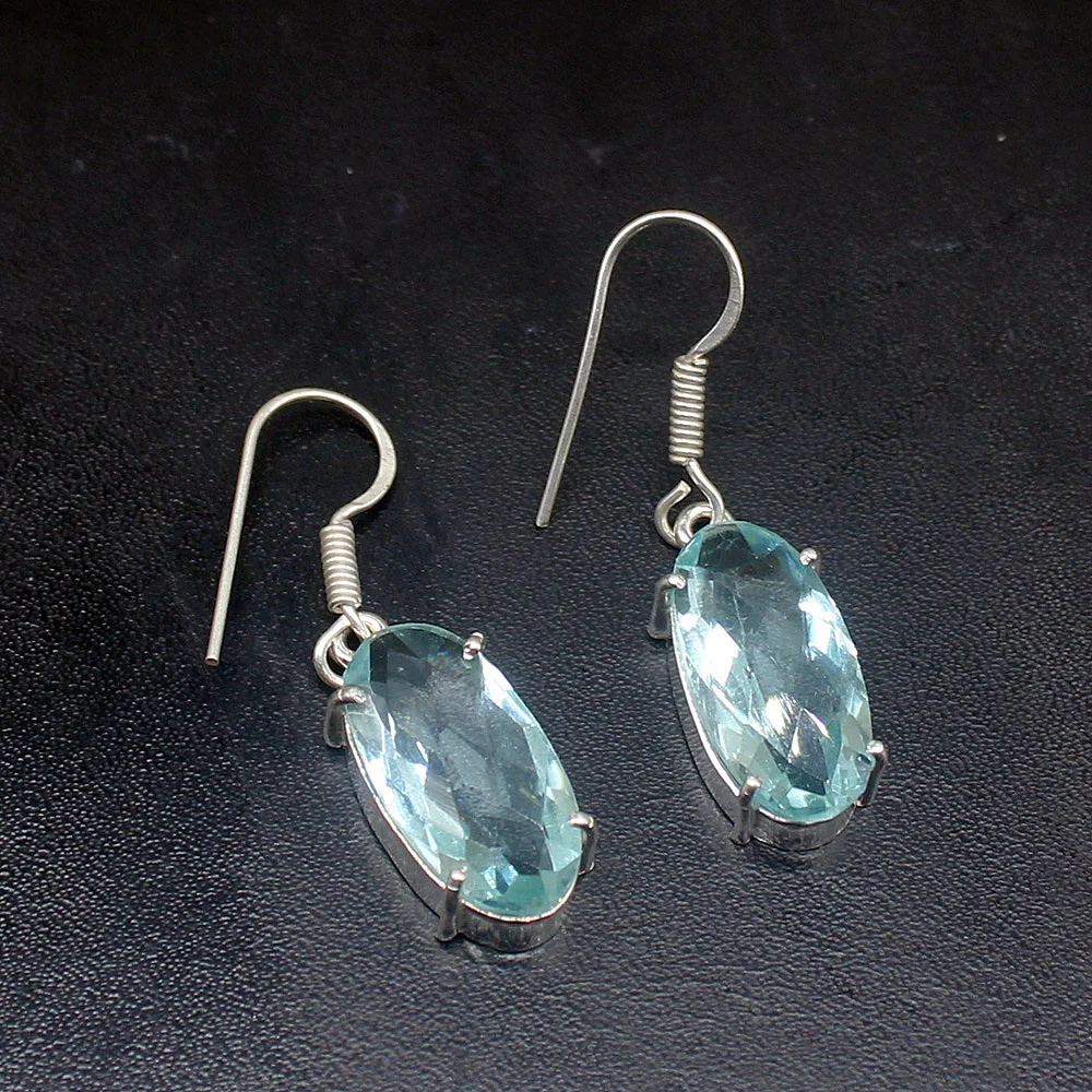 

Gemstonefactory Big Promotion 925 Silver Gushing Aqua Topaz Perfect Women Ladies Gifts Dangle Drop Earrings 20212025