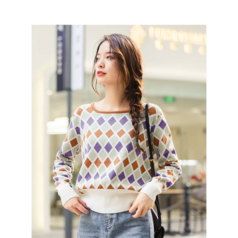 INMAN зимний модный стеганый теплый вязаный женский пуловер с квадратным вырезом