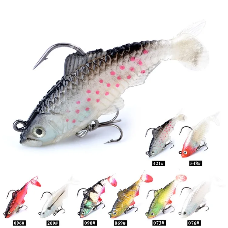 

8cm/12.5cm Artificial Bait Wobber Sinking Lure 3D Eyes Silicone Jig Head Wobblers for Pike Fishing Tackles 10 Color For Choose