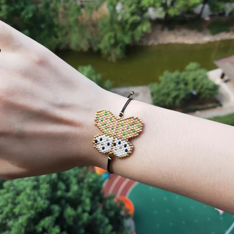 

FAIRYWOO Butterfly Bracelet Friendship Bracelets Adjustable Bead Bracelet Women Drawstring Bracelet Bohemian Bracelet Armband