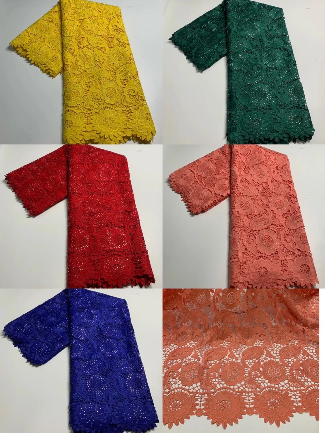 

High Quality African Guipure Lace Fabric Embroidery Lace African Water Soluble Nigerian Guipure Cord Lace For Wedding