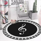 Модный коврик для гостиной, черный и белый, с рисунком музыкальных символов, нескользящий круглый ковер, коврики для детской комнаты, напольный коврик
