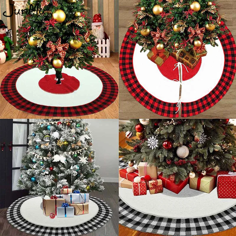 Юбка для рождественской елки красно черная юбка в клетку буйвола Праздничные