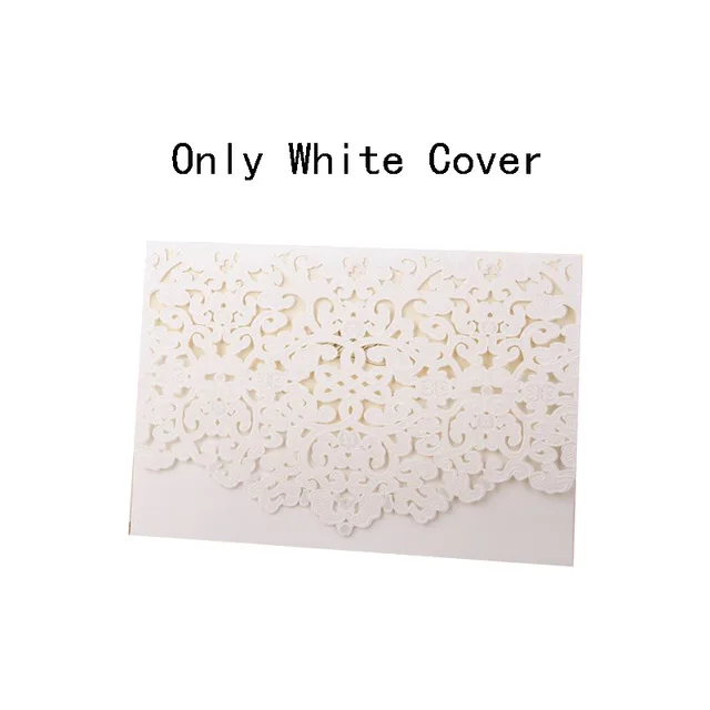 white 1 Cover 10 шт. золотой, красный, белый лазерный разрез роскошный Флора свадебные приглашения карты Элегантный принт конверты Свадебные украшения - Цвет: white 1 Cover