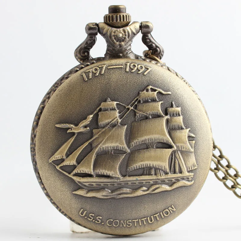 

Boat Ship Accessory Uncharted Waters USS Sailing Ships Pocket Watch Pendant Men Necklace Constitution Alloy Necklace Colar Chain