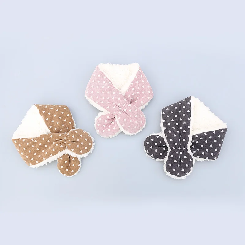 Детский зимний плотный вельветовый шарф с шерстяным воротником Детские