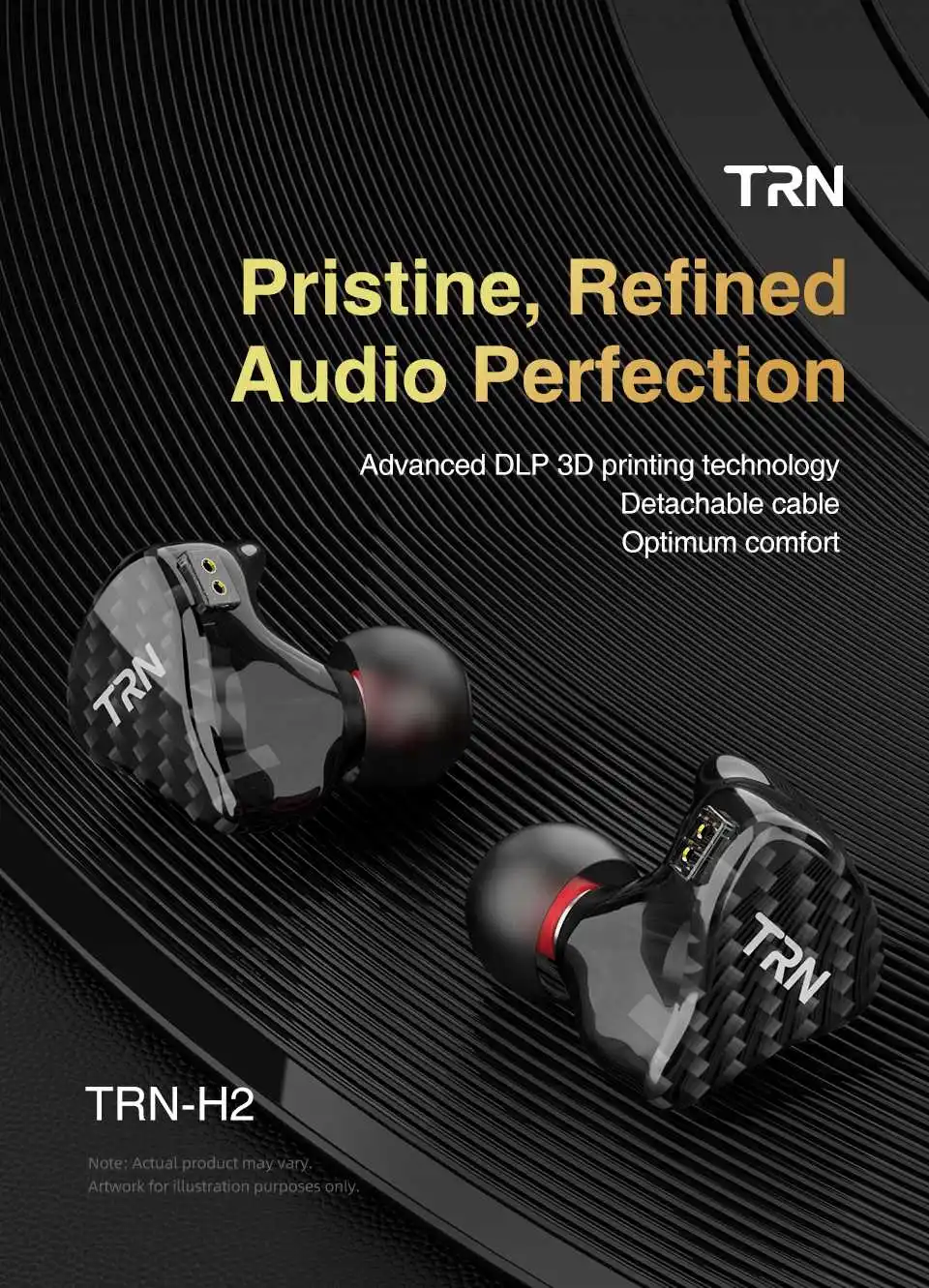 TRN H2 в ухо тяжелый бас HiFi сабвуфер проводное управление наушник динамический привод Съемная 2Pin гарнитура