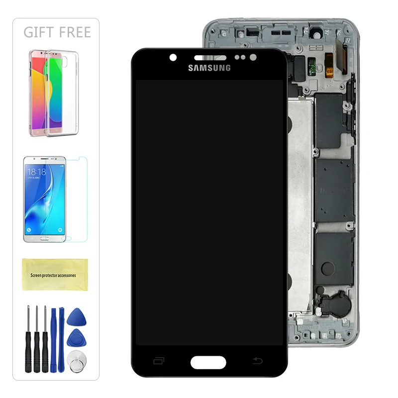 Black With Frame TFT J510 дисплей для samsung Galaxy j5 J510 J500 F FN G Y M H DS кодирующий преобразователь сенсорного экрана в сборе рамка кнопка Home - Цвет: Black With Frame