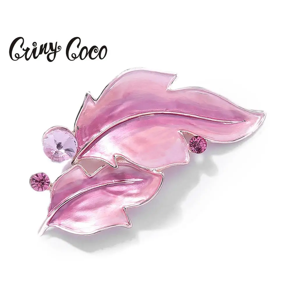 Женская эмалированная брошь в форме листа Cring Coco винтажная роскошная цветка из