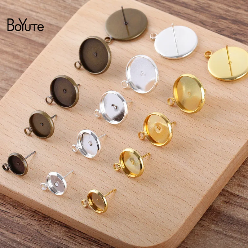 

BoYuTe (100 Pieces/Lot) Fit 8-10-12-14-16MM Cabochon Blank Earring Base Diy Stud Earring Settings