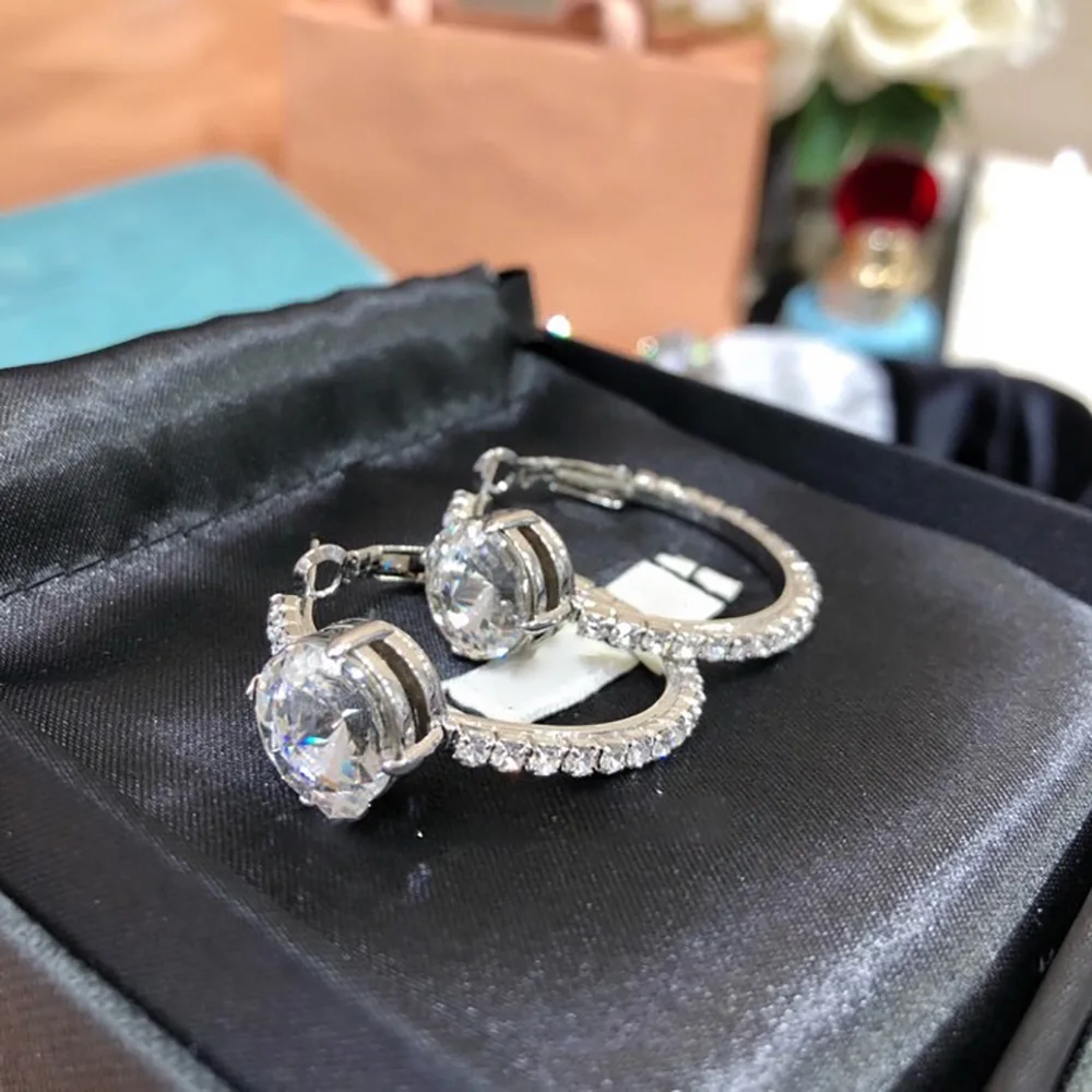 hot brands pure 925 sterling silver for women jewelry top quality luxury earrings wedding engagement luxury ladies stud earrings free global shipping