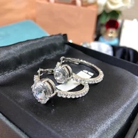 Hot Brands Pure 925 Sterling Silver For Women Jewelry Top Quality Luxury Earrings Wedding Engagement Luxury ladies Stud Earrings