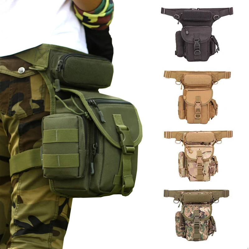 

Military Camouflage Thigh Drop Leg Bag Men Tactical Utility Waist Belt Pouch Motorcycle Riding Hip Fanny Pack Molle Hunting Bag