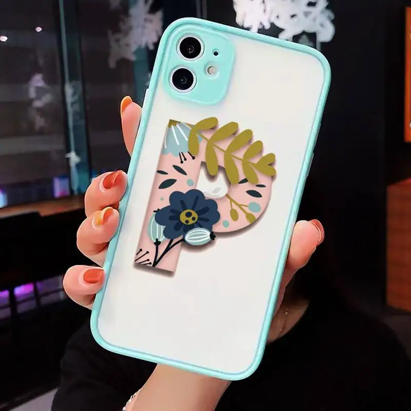 

Name DIY capital letters Phone Case Clear Funda matte transparent For blue iPhone 7 8 x xs xr 11 12 pro plus max mini