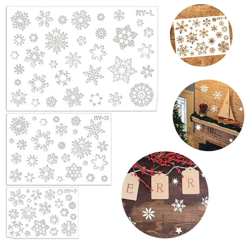 3 шт снежинки трафареты Рождественские украшения наборы шаблонов более 30 шаблон