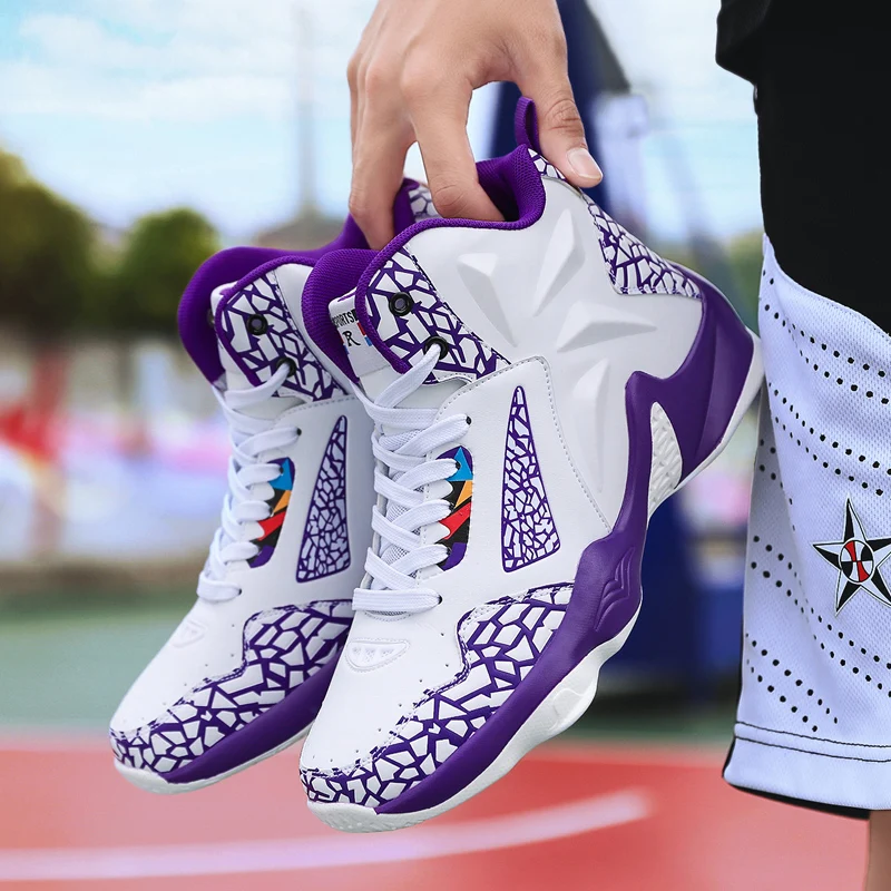 

2021 Men Comfortable Casual Sports Trainers Non-slip Wear-resisitant Sneakers New Fashion Leather Basketball Shoes