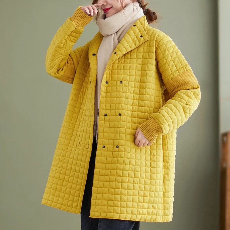 Women's Lightweight Cotton-Padded Jacket Ladys Mid-Length Jacket Korean Loose Cotton-Padded Coat New Quilted Jacket Fall Winter