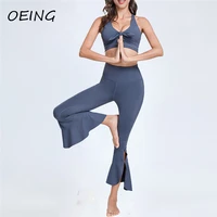 women seamless lenggings yoga gym clothes flared trousers workout stretchy pants fitness