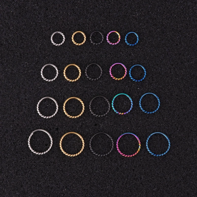 

16G 1PC Stainless Steel Ear Clip Punk Twist Helix Cartilage Daith Nose Piercing Ear Rings Piercings Jewelry 6-12mm Silver Gold
