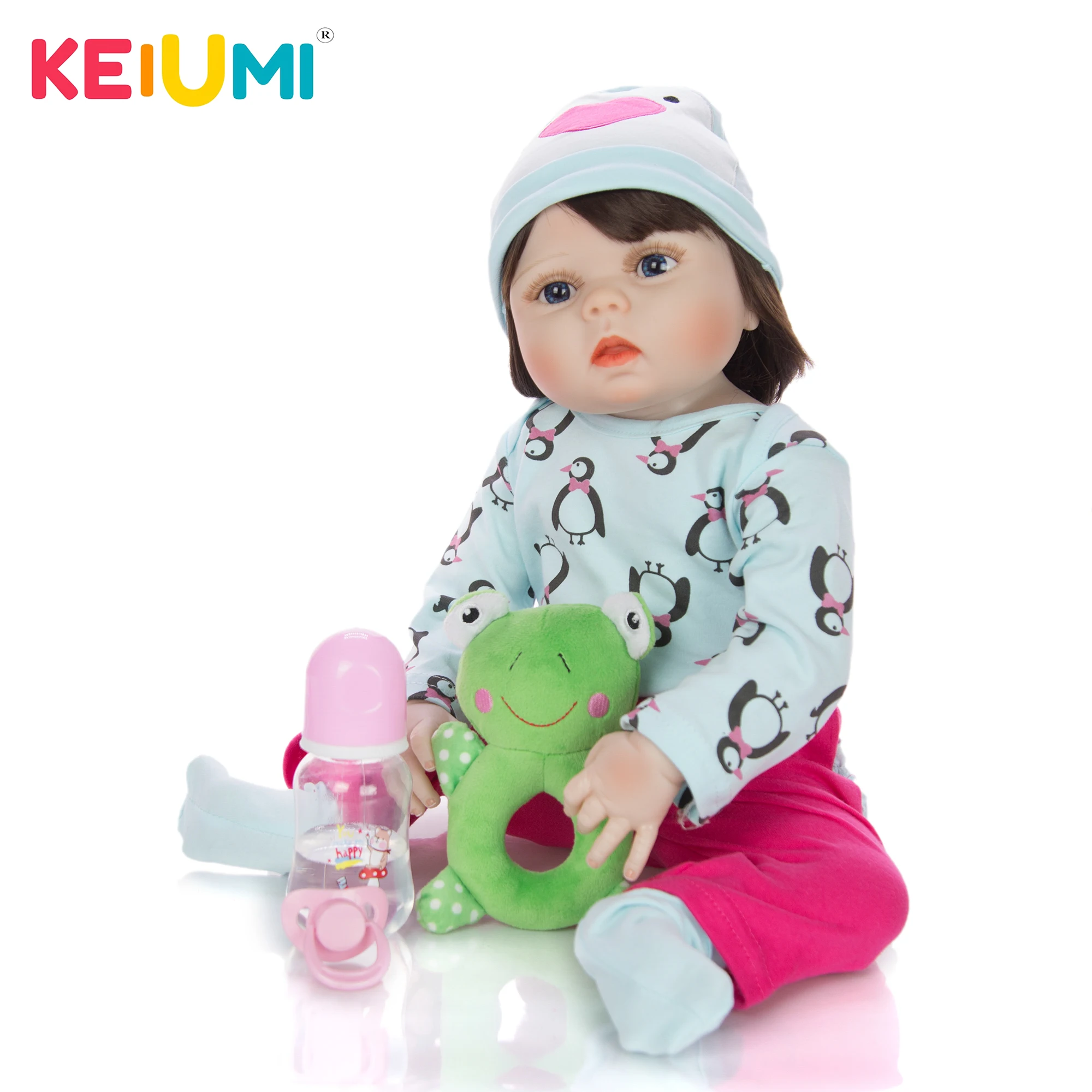 KEIUMI 23 дюйма Модная Кукла реборн целые силиконовые милые куклы средние волосы