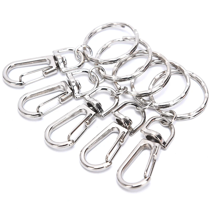 

10pcs/lot Classic Key Hooks DIY Bags Metal Lobster Clasp Clips Keychain Split Ring Key Chain Ring Bag Parts
