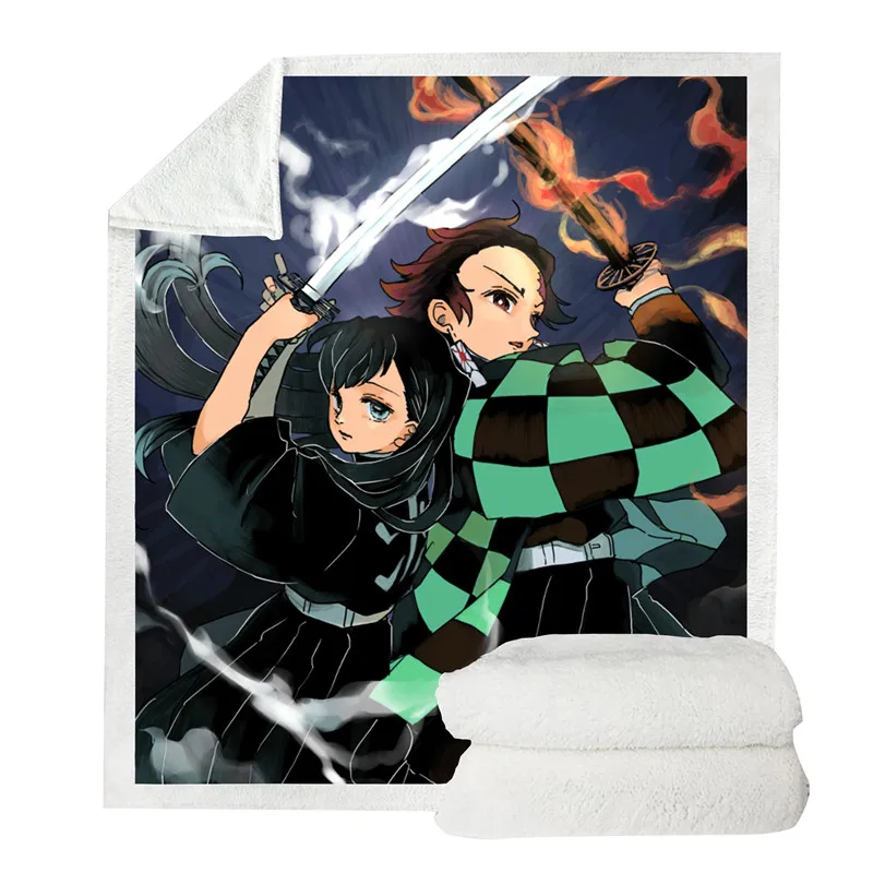 Плюшевое покрывало с принтом из аниме рассекающий демонов шерпа флисовое