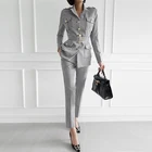 Новый модный осенний женский высококачественный темпераментный однобортный костюм и модные брюки-карандаш, рабочий клетчатый облегающий брючный костюм