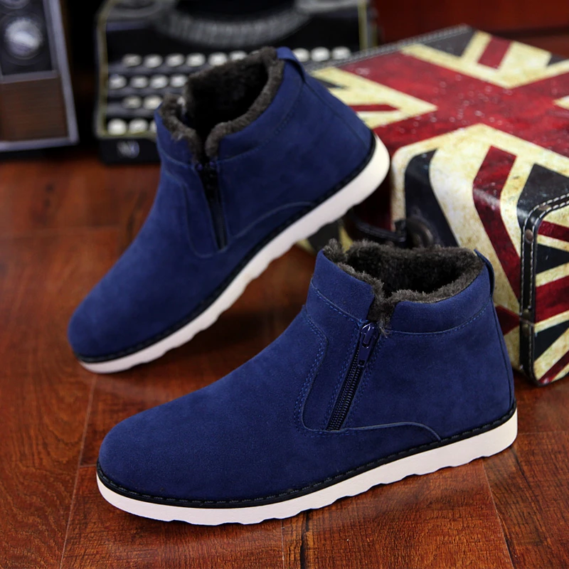 Men Boots Men Winter Shoes Plus Size 37-47 Warm Ankle Botas Hombre For Leather Winter Boots Shoes Men Plush Winter Sneakers Mens