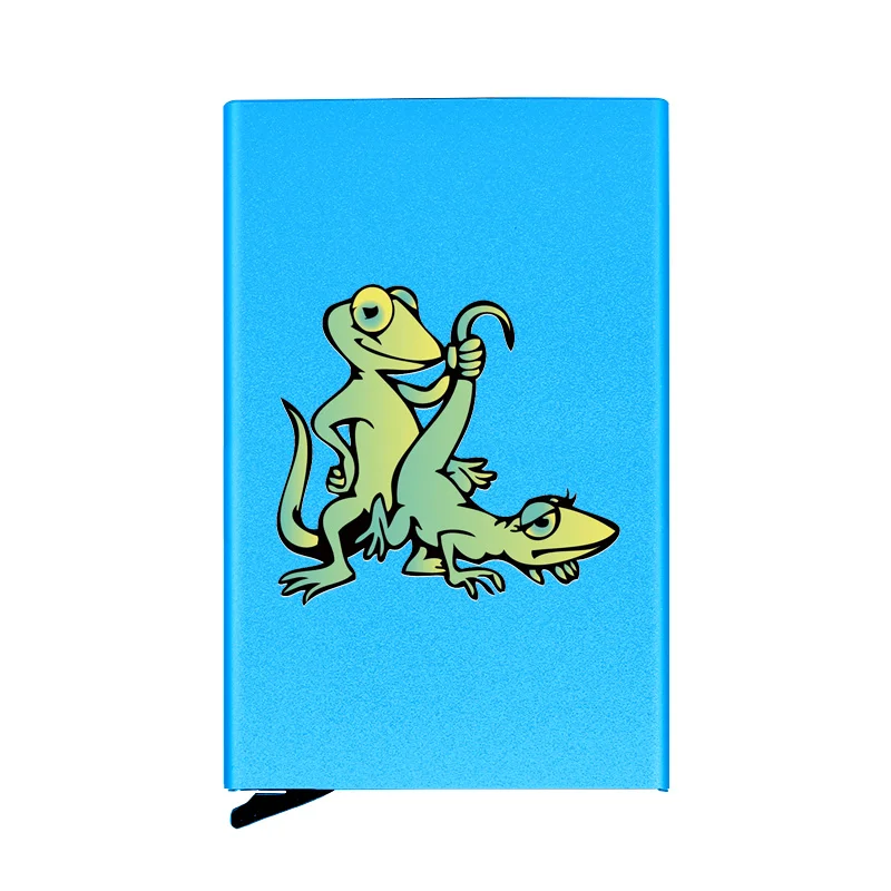 

New Arrivals Metal Case Funny Frog Couple Design Credit Card Holder Men Slim Anti Protect Travel ID Cardholder Women Rfid Wallet
