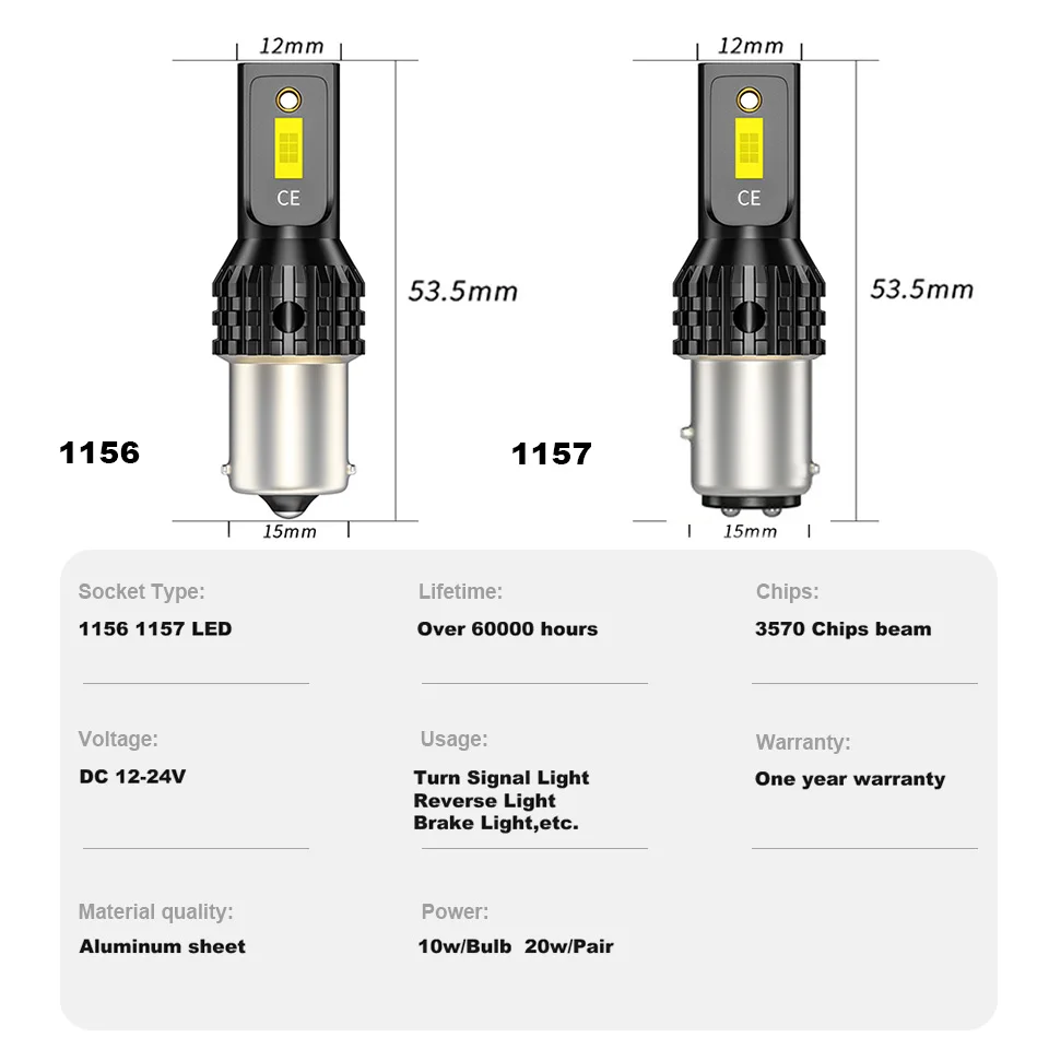 

ANMINGPU 1x Signal Lamp 3570SMD 1157 Led Bulb BAY15D P21/5W P21W Led 1156 BA15S BAU15S PY21W Reversing lights Turn Signal Light