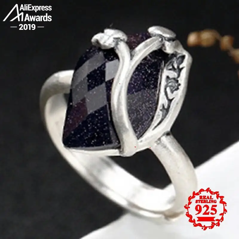 Роскошное кольцо с сапфиром из Польши S925 в античном магазине Женское китайском