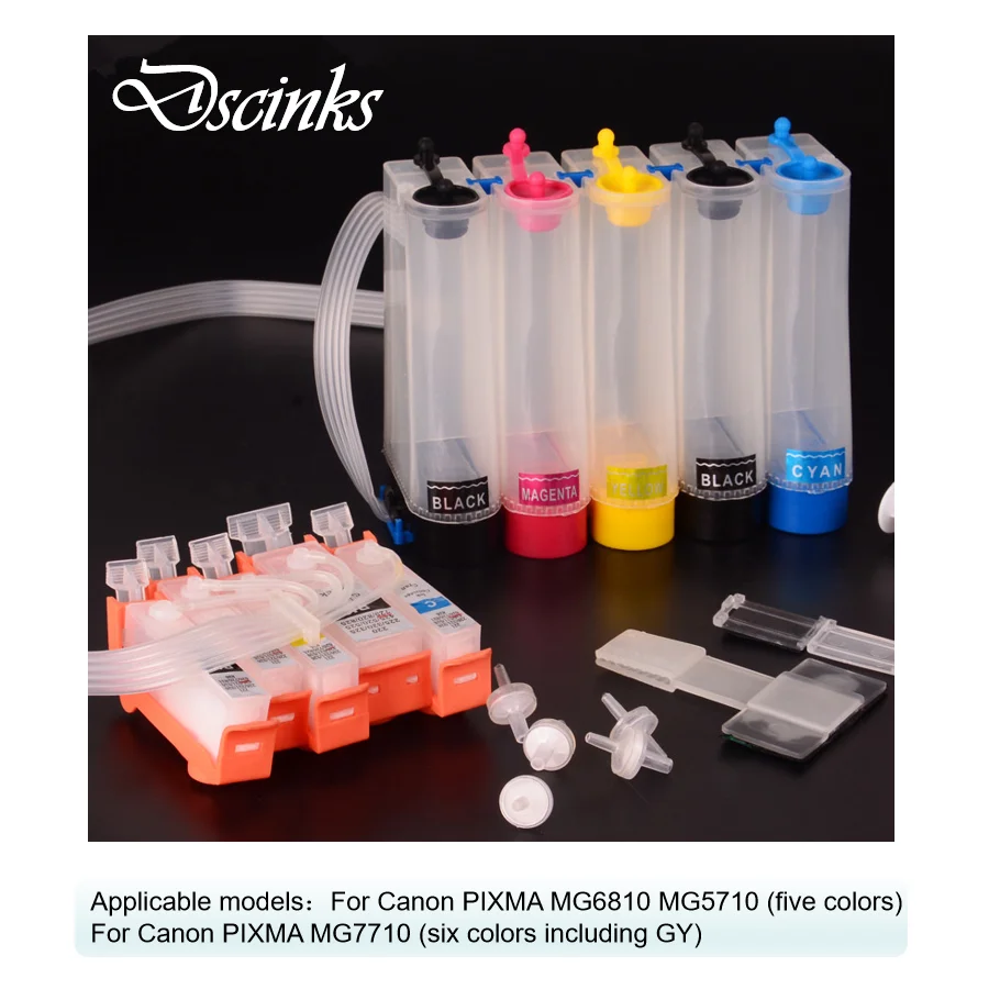 

5 or 6 Color PGI170 CLI171 Empty CISS Continuous Ink Supply System With Chip For Canon PIXMA MG6810 MG5710 MG7710 Printer