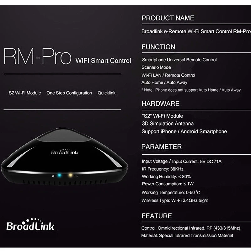 Broadlink оригинальный RM Pro WiFi + IR RF 4G приложение дистанционное управление работает