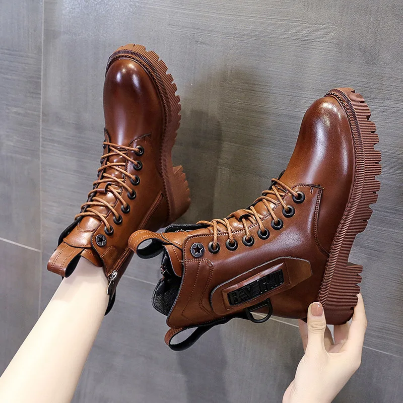 

Women Boots New Unisex PU Leather Boots Autumn Winter Couple Boots Martens Boots Warm Plsuh Men Snow Boots Casual Zapatos Mujer