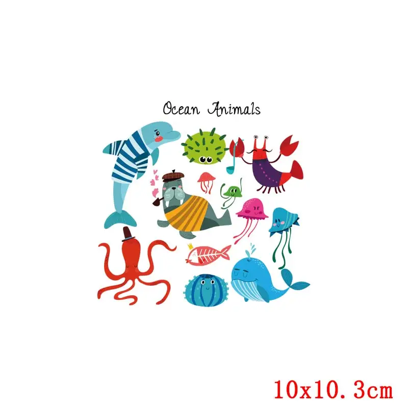 Праджна наклейки с морскими животными термонаклейки для одежды мультяшная