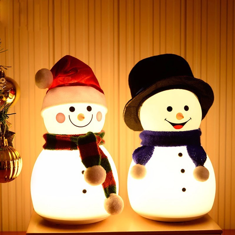 Luz nocturna de Navidad para ni&ntilde;os, luces bonitas de mu&ntilde;eco de nieve para regalos de Navidad, juguetes con luz Led 3D con trompeta, l&aacute;mpara de dibujos animados de Anime-0