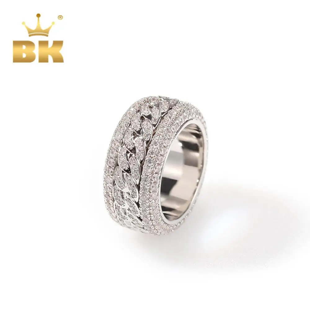 Золотые кольца Bling King с полным покрытием Многорядное украшение фианитами простое