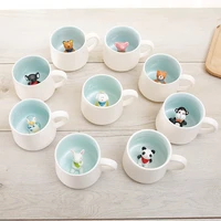 ceramic mug cute cartoon 3d three dimensional cute animal milk coffee cup coffee mug cold drink cups shake cappuccino latte cup
