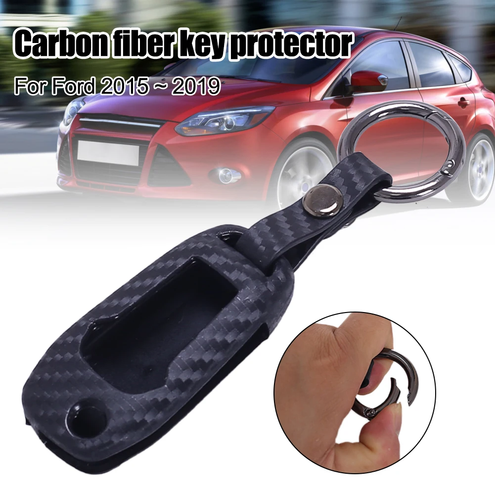 

Carbon Fiber Black for Ford Explorer Ranger Mondeo Ecosport F150 Car Key Case Remote Key Fob Cover Silicone Protective Shell