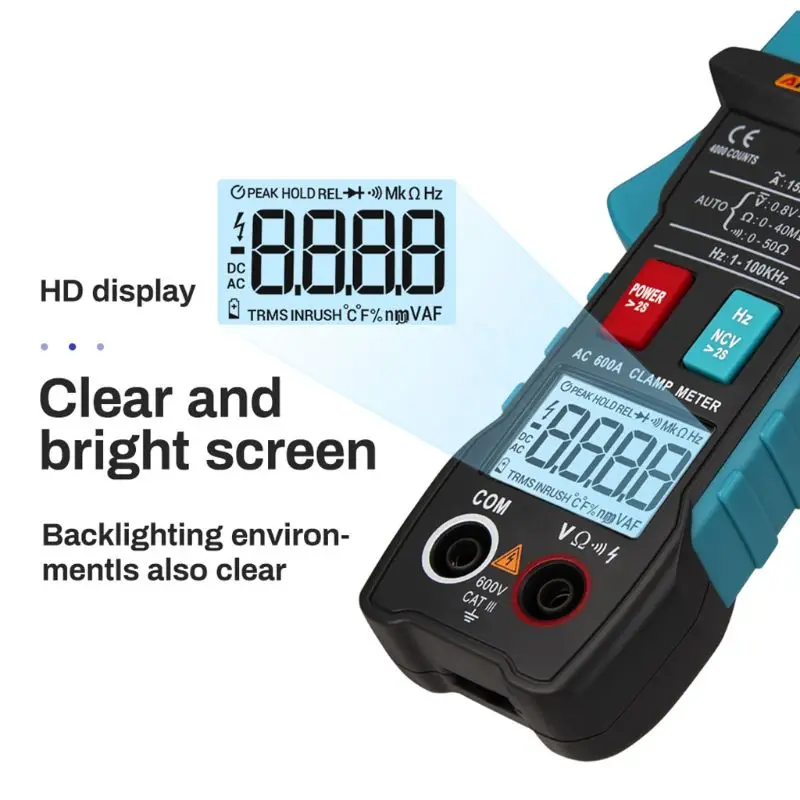 ST203 Цифровой мультиметр зажим Ампер 4000 отсчетов истинный RMS токовый клещи