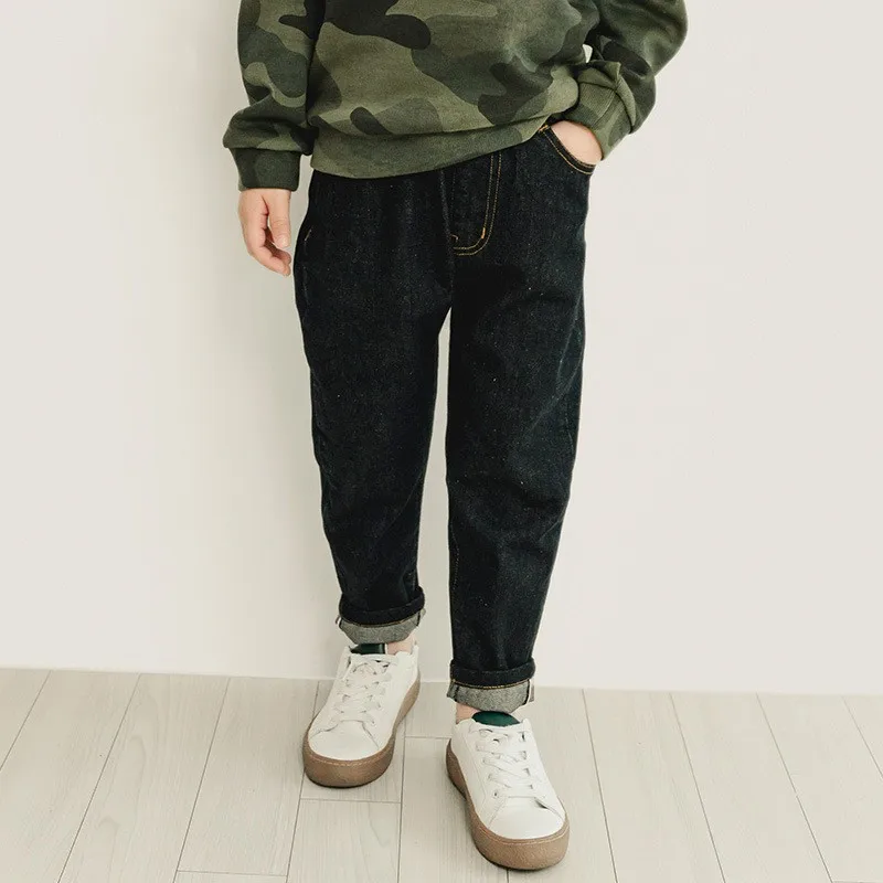 

Children Classic Long Jeans For Boys Casual Loose Straight Denims Pants Autumn Winter Boy's Daily Trousers 3-14y Kid Street Wear