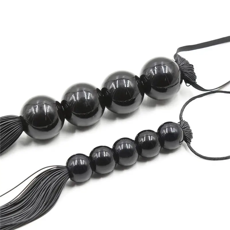 Секс игрушки кнуты черный резиновый Кнут с пятью бусинами большой флирт кожаный