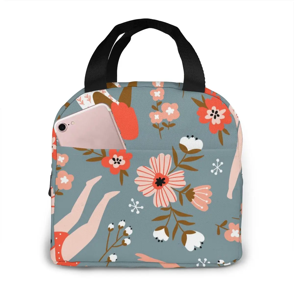 

Figures Of Young Girls In Swimsuits Lunch Bag Portable Insulated Thermal Cooler Bento Lunch Box Tote Picnic Storage Bag Pouch
