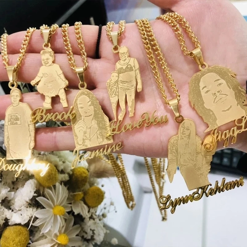 

Interested Baby Name Necklace Stainless Steel Custom Cartoon Characters Nameplated Letter Number Necklaces+ Pendants Party Gift