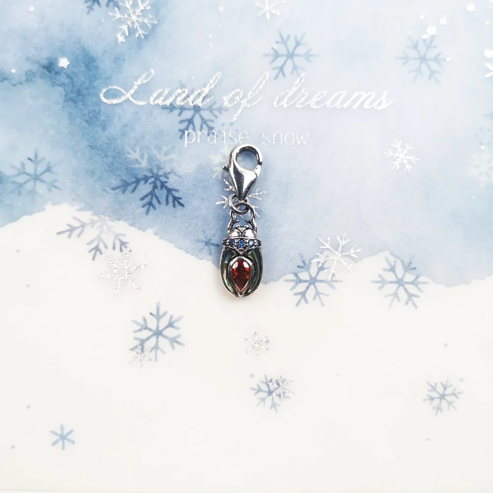 Очаровательная подвеска Жук 925 стерлингового серебра с цветными камнями для