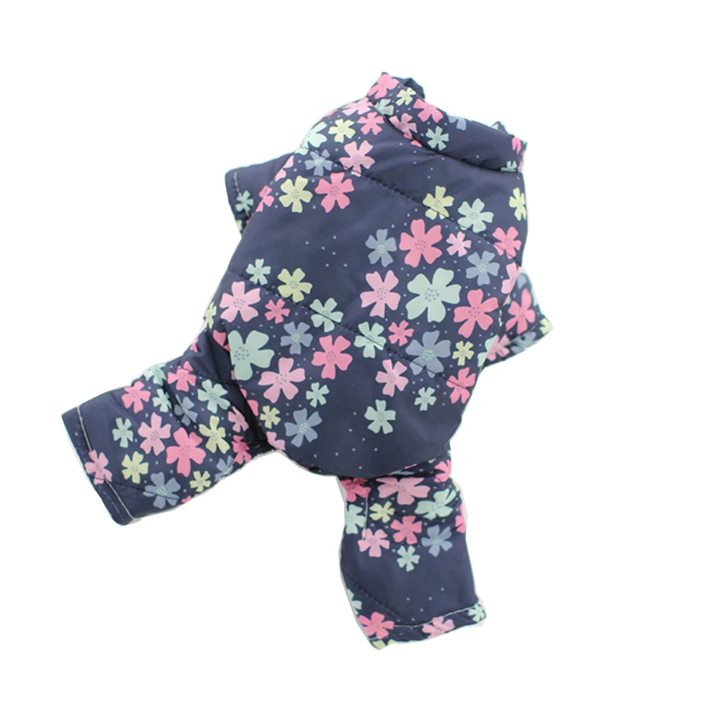 Зимний теплый комбинезон для собак с цветочным принтом мягкая куртка костюм пар