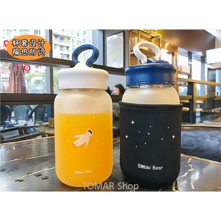 Стеклянный стакан для воды с держателем 460 мл | Дом и сад