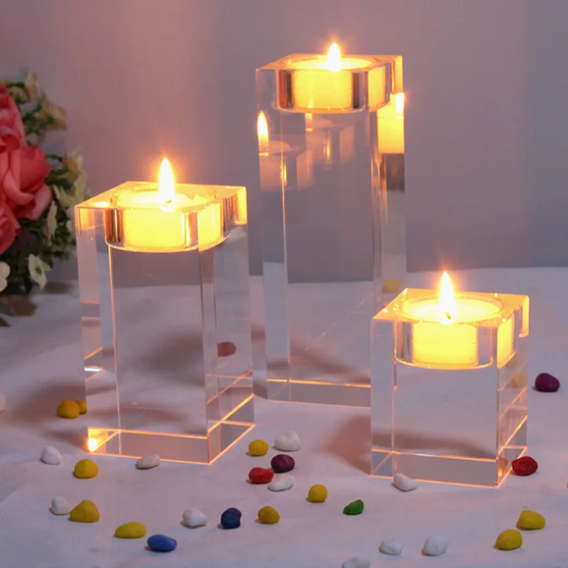 

High quality Solid Crystal Candlelight Wedding Dinner Candle Holder Religious Candlestick Home Decorations Candle Holders Decors
